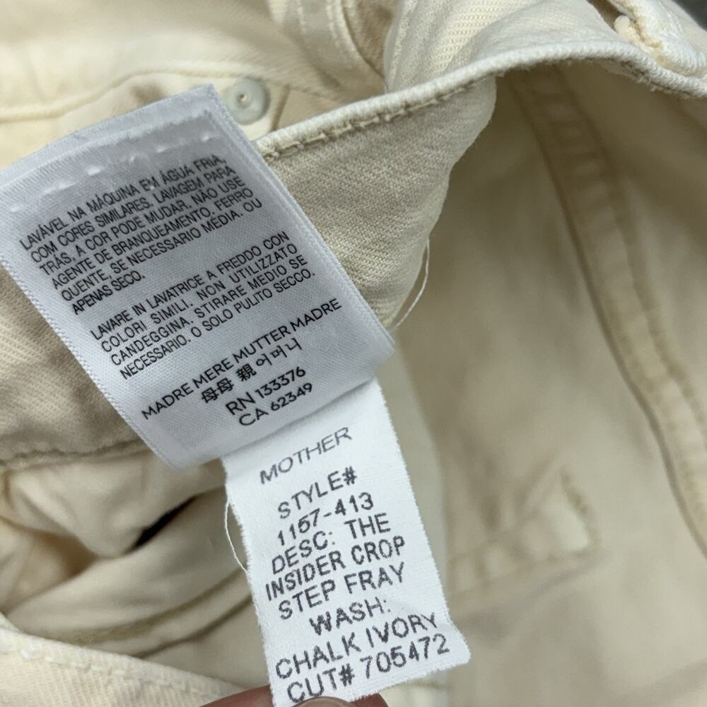 Mother The Iinsider Crop Step Fray Jeans In Chalk Ivory Womens 32 - Picture 11 of 12